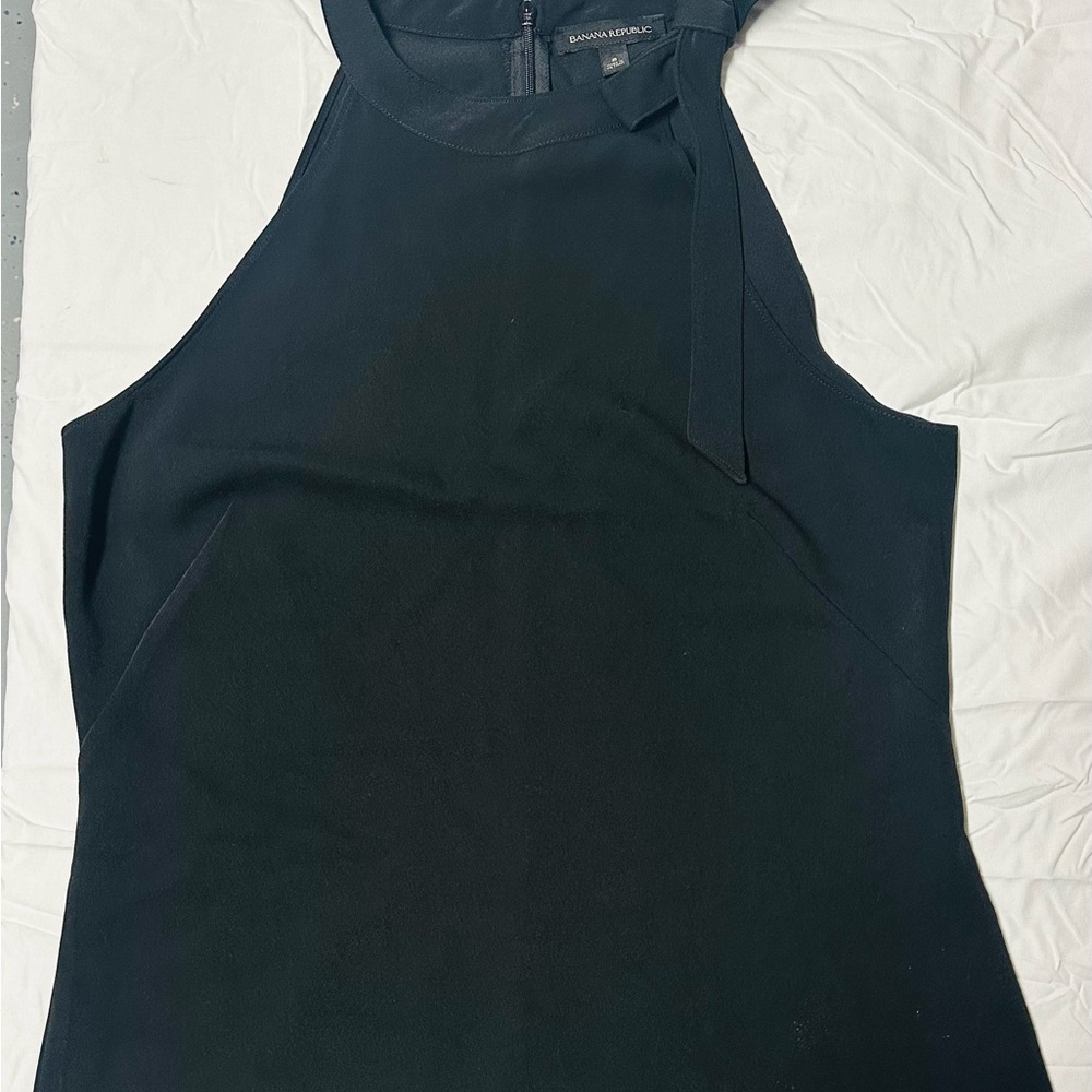 Banana Republic Elegant Black Sleeveless High Neck Top With Bow Detail